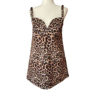 NWT Dhruv Kapoor Sleeveless Sweetheart Mini Dress Leopard Scuba MP